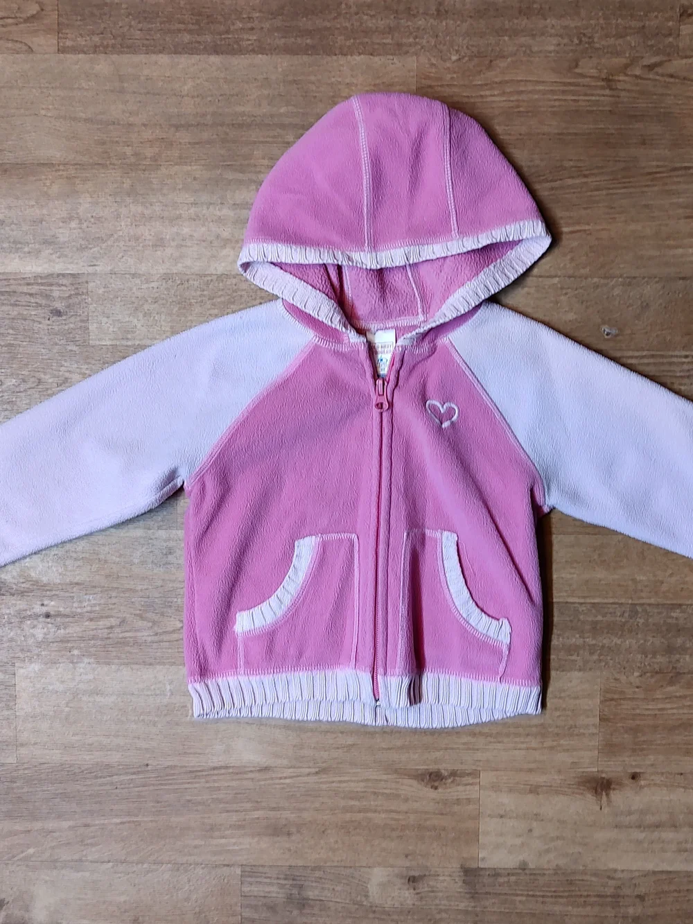 Old Navy Pink Hooded Fleece Jacket with Heart Accent